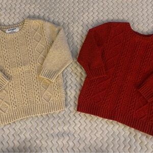 Old Navy Women's Cable Knit Sweaters - Cream and Red